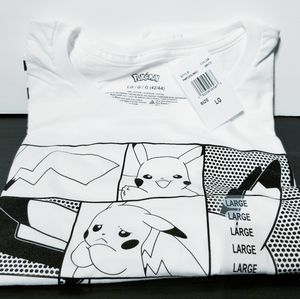 Pikachu pokemon black & white t shirt NWT Large